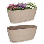27 cm liivakarva plastikust ovaalne lillepott alustaldrikuga