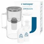 Veefilter Wessper D2, boorsilikaatklaas, 3 l, hall, 3 filtriga