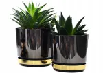 Lillepott DUO must, kuldse jalaga, l&auml;ikiv, modernne, 14 cm