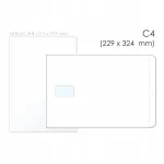 C4 valged &uuml;mbrikud, aken 55x90 mm, 229x324 mm, 80 g, 50 tk.