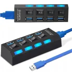 USB-jaotur 3.0, 4 &uuml;hendust, adapter l&uuml;litiga