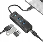 USB-C hub IDSONIX koos 3 USB 3.0 pordiga ja Ethernet LAN, 5 Gb/s