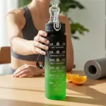 Roheline 900 ml joogipudel pehme toruga, motiveeriva skaala ja toruga