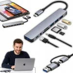 USB C 8-&uuml;hes hub: HDMI, SD, TF, USB 3.0, sobib MacBook s&uuml;learvutitele