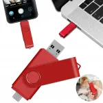 512 GB kahe &uuml;hendusega USB m&auml;lupulk, USB-A ja USB-C, punane