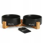Kahekordne keraamiline Woofy kausside komplekt 2 x 400 ml must hoidmiskorviga