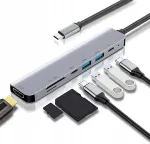 Adapter 7in1 USB-C, HDMI 4K, PD, SD ja 2x USB 3.0