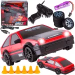 Raadiolainetega juhitav TOYOTA DRIFT auto mudel 4x4 LED-tuledega, 2,4 GHz