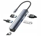 USB-C jaotur 5in1 HDMI 4K 60Hz, LAN RJ45, USB 3.0 ja PD-ga