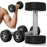 XTREXO Pro kummist raudvalatud hantel 8 kg, must