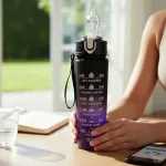 900 ml lillat v&auml;rvi joogipudel pehme toruga motivatsioonim&auml;rgistega