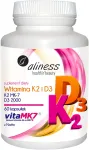 ALINESS K2D3 D3-vitamiin 2000 IU koos K2 MK7-ga, 60 kapslit