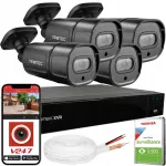 J&auml;relevalve kaamerate komplekt 4 tk mustad 8MP 4K koos 1TB HDD ja IR tuvastusega