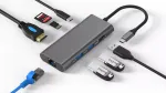 8in1 USB-C HUB adapter HDMI 4K, RJ45, USB 3.0, SD/TF kaardilugeja ja PDC