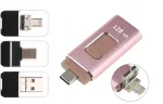 USB m&auml;lupulk 128GB, USB 3.0, roosa, USB-C, Micro USB ja OTG-ga, &uuml;hilduv iPhone, Android, Windows