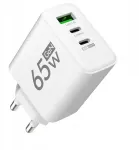 65W GaN kiirlaadija, 1&times;USB-A, 2&times;USB-C, QC 3.0, PD 33W, valge