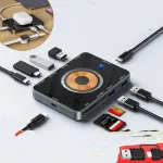 USB-C hub adapter 10-&uuml;hes kaardilugeja, juhtmevaba kiire laadimise ja USB3.0-ga