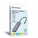 USB jagaja Verbatim CMH-08, 8 porti (USB 3.2), 15 cm, hall