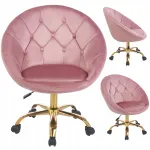 T&otilde;stetool ELEGANT p&ouml;&ouml;rlev VELOUR ratastega RUNDO roosa JUMIhome