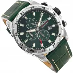Meeste k&auml;ekell Festina F20692/3 Timeless Chronograph roheline nahkrihmaga 10ATM