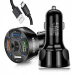 Autolaadija 4x USB 3A QC3.0, LED ja kiire laadimiskaabliga