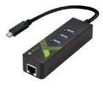 USB-C v&otilde;rguadapter Gigabit RJ45, 3x USB 3.0, Techly