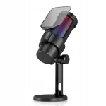 USB m&auml;ngumikrofon RGB valgustusega ja statiiviga
