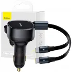 BASEUS autolaadija 33W, 2x USB-C, 0,75 m C-t&uuml;&uuml;pi kaabel, PD, QC, kiire laadimine
