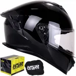 Moto-kiiver HSR HS986, must l&auml;ikiv, Pinlockiga, mootorrattale v&otilde;i rollerile
