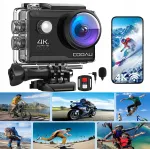 4K UHD 60FPS spordikaamera tarvikute, WiFi, kaugjuhtimispuldi, akuga, veekindel, EIS