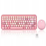 Perixx PERIDUO-713 traadita klaviatuur ja hiir, mini, roosa, AZERTY