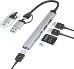 USB-C adapter DA614, 5 porti: USB 3.0, SD, TF kaardilugeja, hall