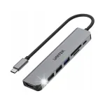 Unitek H1118A USB jagaja, 7 porti, HDMI 4K, USB-A, USB-C, PD 100W, alumiiniumist