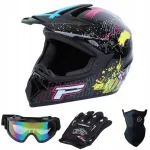 Mootorratturi kiiver Enduro Cross prillide, kindade ja maskiga, suurus L