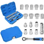Avatud mutriv&otilde;tmete komplekt, 17 tk, CRV tera, 10-24 mm, koos 3 adapteriga