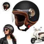Motorratturi kiiver ELEGANT Neo-Retro, mattmust, suurus L