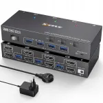 KVM l&uuml;liti HDMI 3 arvutile, 2 monitorile, 4K 60Hz/144Hz, 4x USB 3.0, mudel KVM302AS