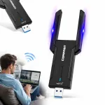 Traadita v&otilde;rgukaardi adapter AX5400M, WiFi 6E, kolmikanaliline, 5GHz/6GHz, WPA3, gigabiti antenniga