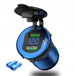 12V/24V sisseehitatud USB laadija QC 3.0, sinise LED-iga