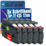 BROTHER TZ435/TZe-435 kleepuvad teibid, 12 mm, punane ja valge, 5 tk