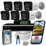 Valvekaamerates&uuml;steem 6 POE IP kaamerat TUBE 4Mpx HIKVISION DUAL IR 1TB