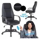 Ergonoomiline kontoritool ULTA musta &ouml;koloogilise nahaga ratastega