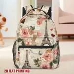 Kerge ja stiilne lillemustriga seljakott &bdquo;Parisian Romance Eiffel&ldquo; reisimiseks