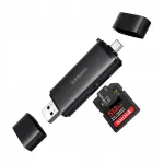 2in1 SD microSD USB-C USB-A UHS-II m&auml;lukaardi lugeja, must
