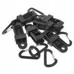 Plastikust mustad telgi klambrid, 6 tk, karabiinidega, telgi kinnitamiseks
