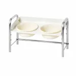 Nurgeline kasside toiduseadja keraamiliste kaustega, 125 cm, kreemjas