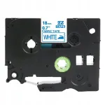 &Uuml;lekattelint Brother Tze-FA4, 18 mm x 3 m, valge sinise tekstiga