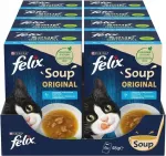 Felix Soup m&auml;rg kassitoit kalamaitsega, 6 x 48 g, 8 tk