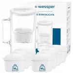 Wessper D2 BOROSILICATE 3l veekann must, 8 veefiltrit