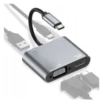 USB-C dokk HDMI, VGA, 4x USB 3.0, PD, h&otilde;bedane, 4K 30Hz / 1080p 60Hz